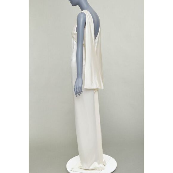 SAINT LAURENT 2022 Runway Bridal ivory silk satin draped empire gown FR34 XS - Picture 6 of 9